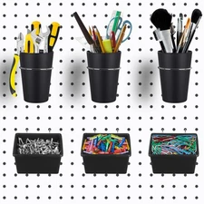 Kuhome 6 Sets Pegboard Bins Pegboard Cups with Hooks, Pegboard Hooks Assortme...