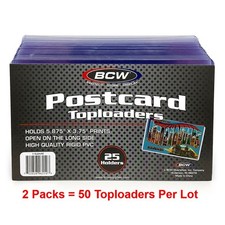 50 BCW 5.875 x 3.75 Rigid Hard Plastic Postcard Topload Holders protector sheet
