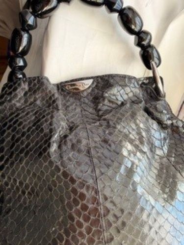 Christian Dior python skin beaded handle malice b… - image 1