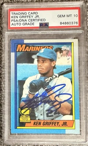 Ken Griffey Jr. 1990 Topps #336 “Bloody Scar” Signed Baseball Card Auto PSA 10