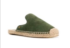 Tory Burch Max Suede Espadrille Mules Olive Green Suede Leather Sz 9 Womens