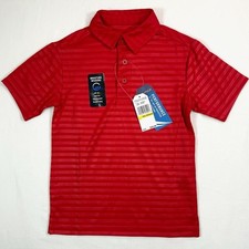 NWT NAUTICA Boys Red Stripes Moisture-Wicking Performance Golf Polo Shirt M