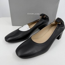 Everlane Italian Leather Day Heel size 11 Women's Black Elastic Back Comfort