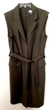 Calvin Klein collared sleeveless knee length Dress Stretch Zip Olive Size 10