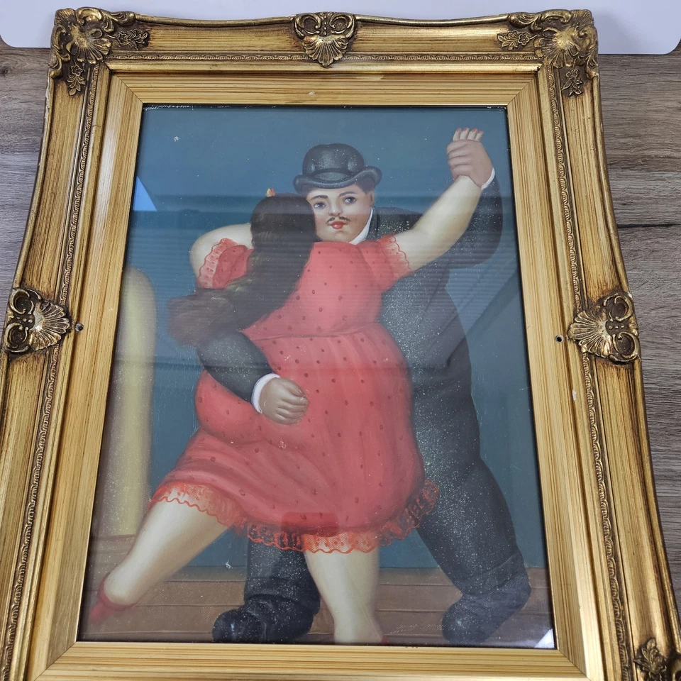 Arte Pintura al óleo FERNANDO BOTERO Fat Dance Girl 16X12 enmarcada sobre lienzo Foto 2 de 4