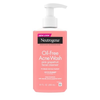 Neutrogena Oil-Free Acne Wash Pink Grapefruit 9.1 Fl Oz (Pack of 1), PINK