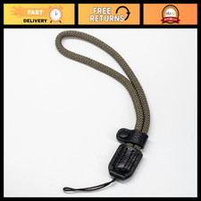 Army Green Genuine Leather Camera Wrist Strap, Hand Stitched Braided Rope for