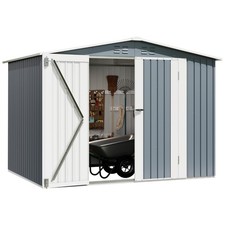 8x6FT Outdoor Metal Storage Shed Garden Heavy Duty Tool Shed with Lockable Door