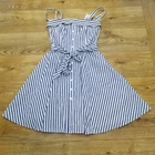 Polo Ralph Lauren Fit & Flare Dress Womens 6 US 10 UK White Blue Striped Summer