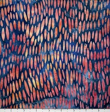 1 Yard Cut of Lunn Fabric Slivered Almonds Batik 100 Cotton 4035 Melon Blue