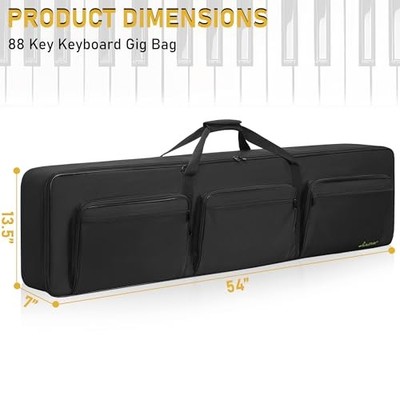88-Key Keyboard Bag Case - Padded Soft Interior, 3 Carrying Ways, Safety Strap, Large Capacity