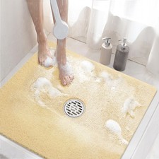 Square Shower Mat, 24 x 24 Inch Non Slip Bath Mat for Tub, Soft PVC Loofah Ba...