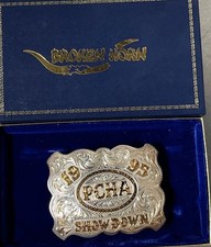 1995 Broken Horn PCHA Show Down Sterling Silver Overlaid Trophy Belt Buckle