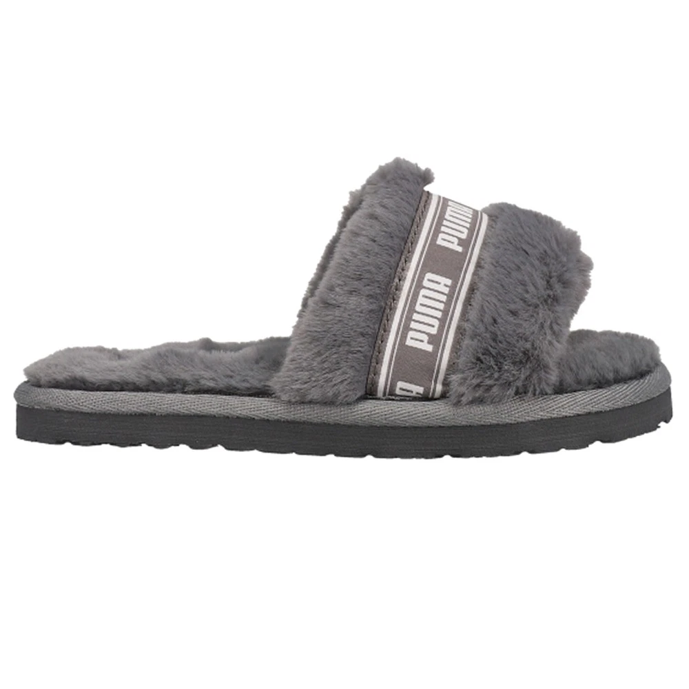 Sandali casual Puma Fluff Slide grigio per ragazze giovani 385739 02