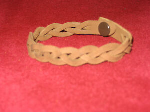 Braided Brown Leather bracelet 7" new