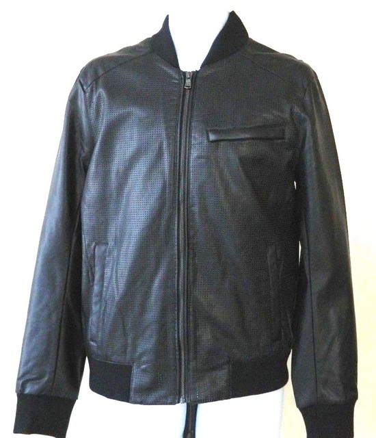 michael kors leather jacket black