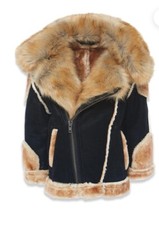 Jordan Craig black coffee color kids moto shearling jacket