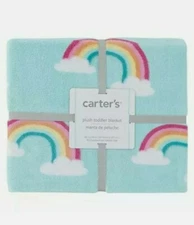 Carters Plush Toddler Blanket Colorful Rainbows 40 in x 50 in standard size