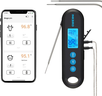 Instant Read Meat Thermometer Digital for Cooking with Dual Probes, 328FT Waterp