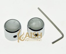 2Pcs Wiith Screw Pearl Top Chrome Guitar Dome Knobs for Telecaster Bass Knob