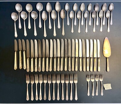 Vintage 1847 Rogers Ancestral Silverplate 64 Piece Flatware Lot