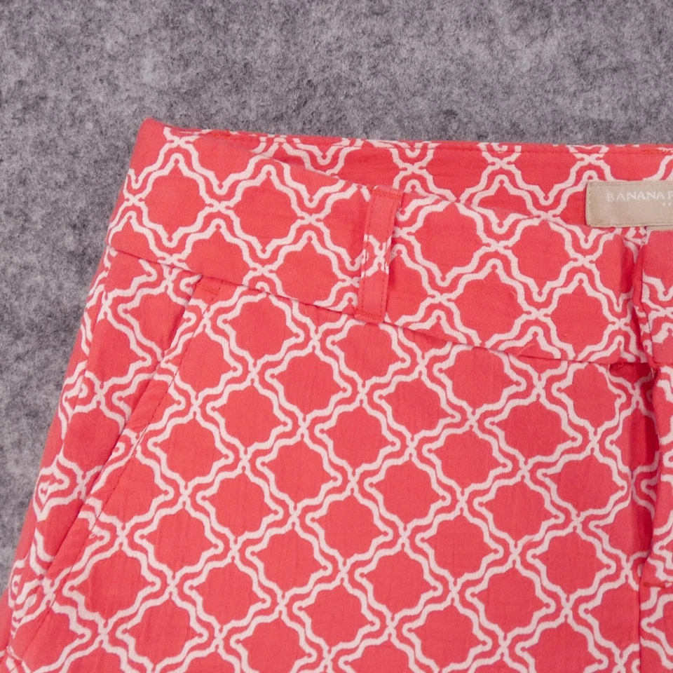 Pantalones Cortos Banana Republic Mujer 4 Tiro Bajo Frente Plano Chino Rosa Blanco Damas Foto 2 de 4