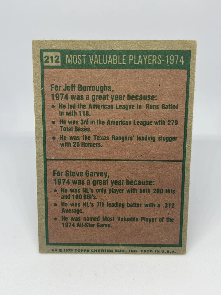 Tarjetas de béisbol 1975 Topps (lote de 9) jugadores más valiosos 25 años de Topps Foto 3 de 4