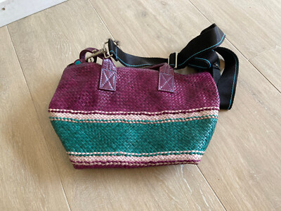Kleine GABS Handtasche aus Leder, lila - grün - weiss