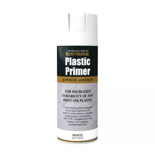 x1 Rust-Oleum Plastic Primer Multi-Purpose Premium Spray Paint White Matt - Picture 1 of 1