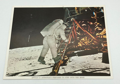 Vintage Official NASA Photo Apollo 11 Astronaut Prepares To Step Onto Moon 8x10