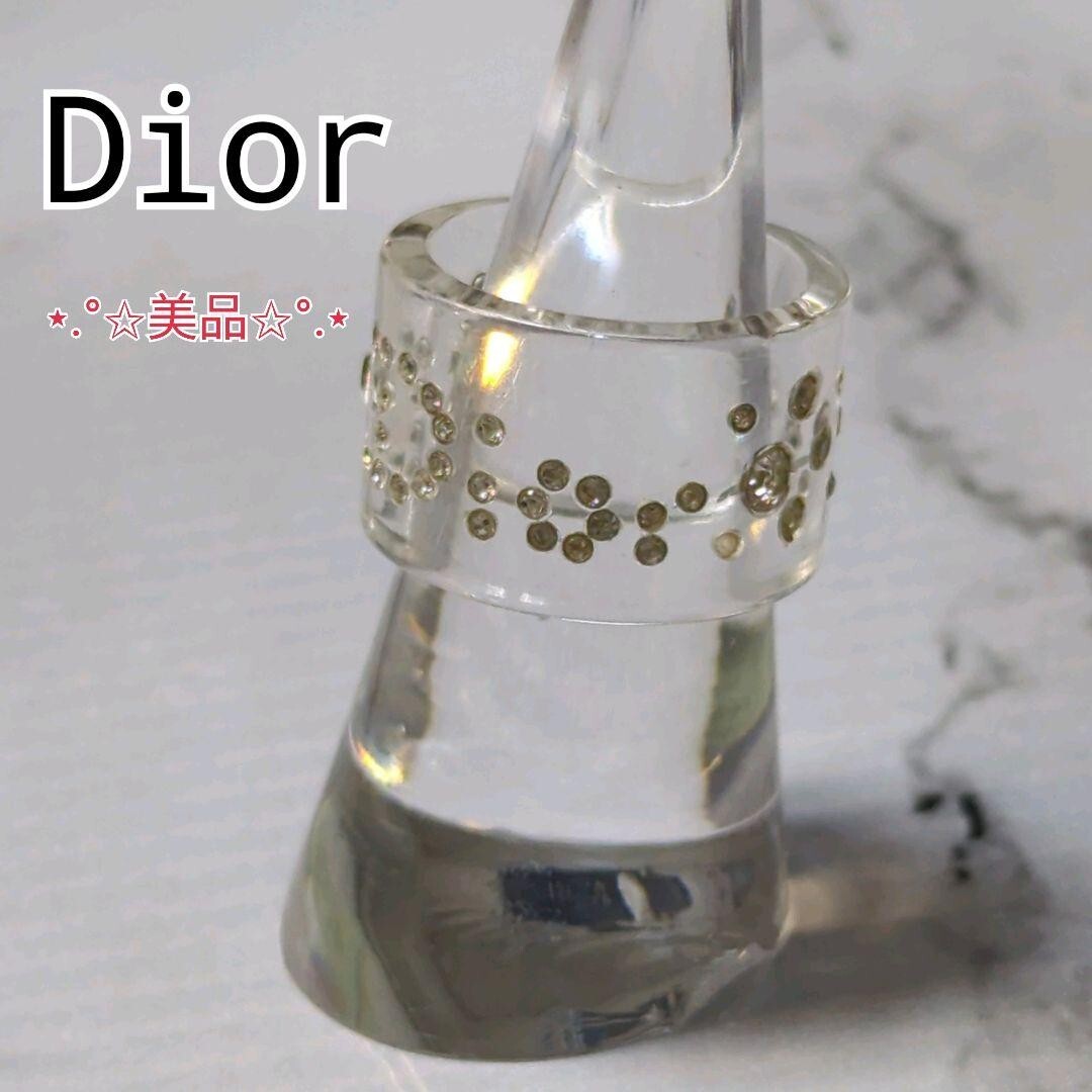 Christian Dior ロゴ ストーン リング 指輪 クリスチャン ディオール 指輪 ロゴ リング ゴールド 美品 9.5号