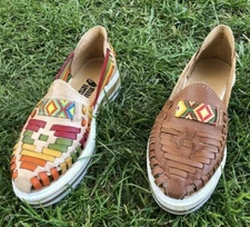 Women Genuine Authentic Mexican Leather Closed Toe Flat Quality Sandals Huarache
