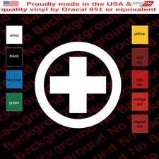 Red Cross Vinyl Die Cut Decal Sticker | Medical First Aid Plus Sign Round FY164A