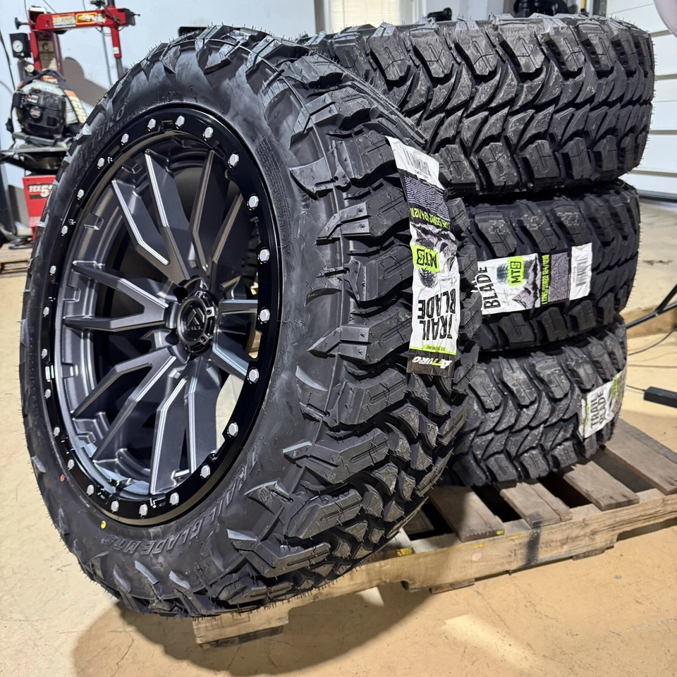 22x10 Fuel D680 Rebel Gray Wheels 28555R22 MT Tires 6x5.5 GMC Sierra 1500 Yukon - Image 4 of 4