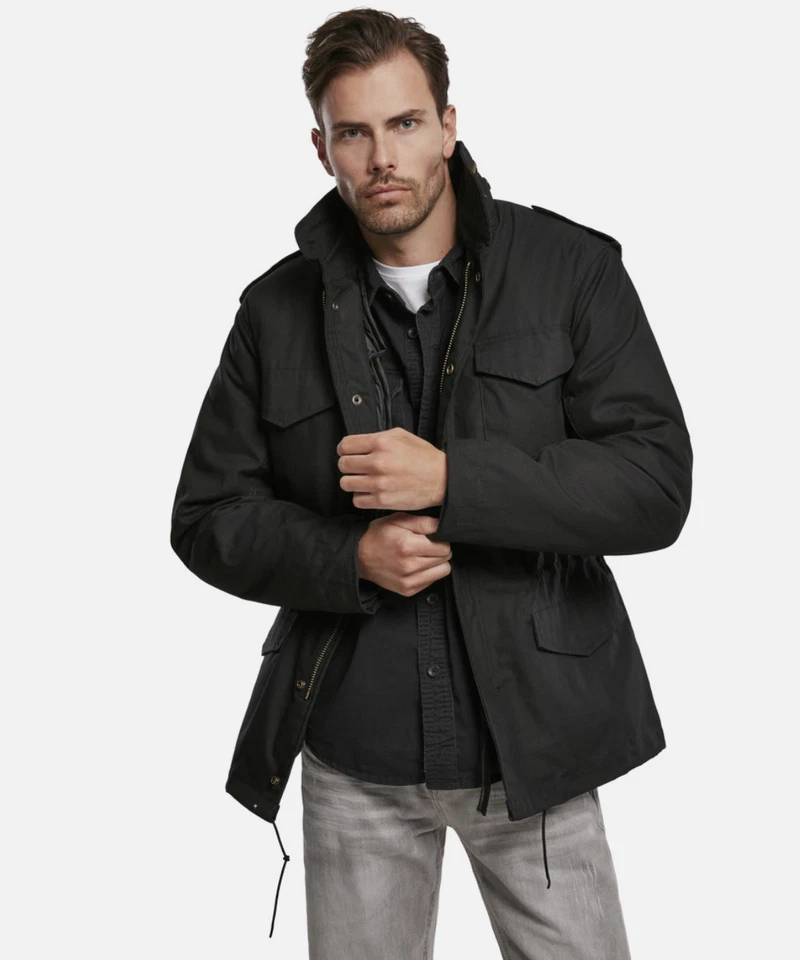 BRANDIT M65 Black Jacket 3XL Mens Field Military Coat Removable Lining Urban - Image 3 of 4