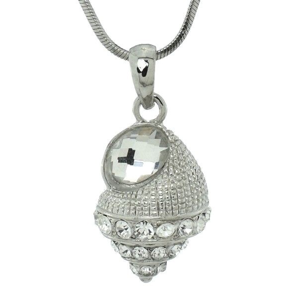 Swarovski Crystal Sea Shell Pendant with 18 Inch Clear Chain