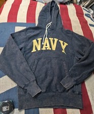 Champion US Navy Reverse Weave Pullover Hoodie Sweatshirt Military S Acid Wash
