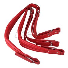 2 Pieces Red Adjustable Accordion Leather Shoulder Strap Buckles