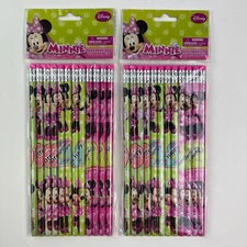 Disney Junior Minnie Mouse Bowtique Wood Pencils 2 Packs of 12 Pink & Green