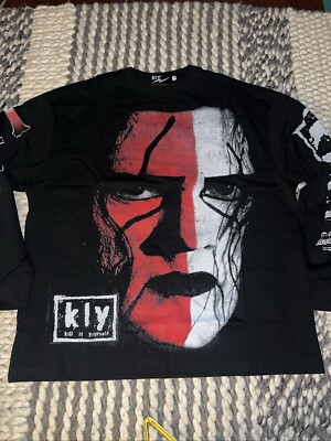 New Kool Kiy Wrestler Sting WCW Long Sleeve T Shirt Men s Sz M Black Oversized