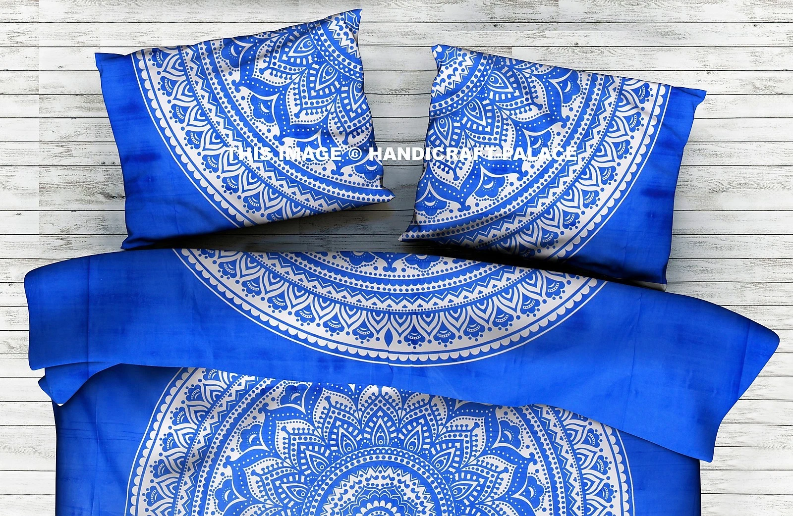 Ombre Mandala Printed Blue Cushion Cover Pillow Sham Indien Sofa Bed Decor Throw