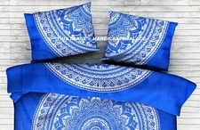 Ombre Mandala Printed Pillow Sham Indian Sofa Decor Bohemian Blue Cushion Cover 