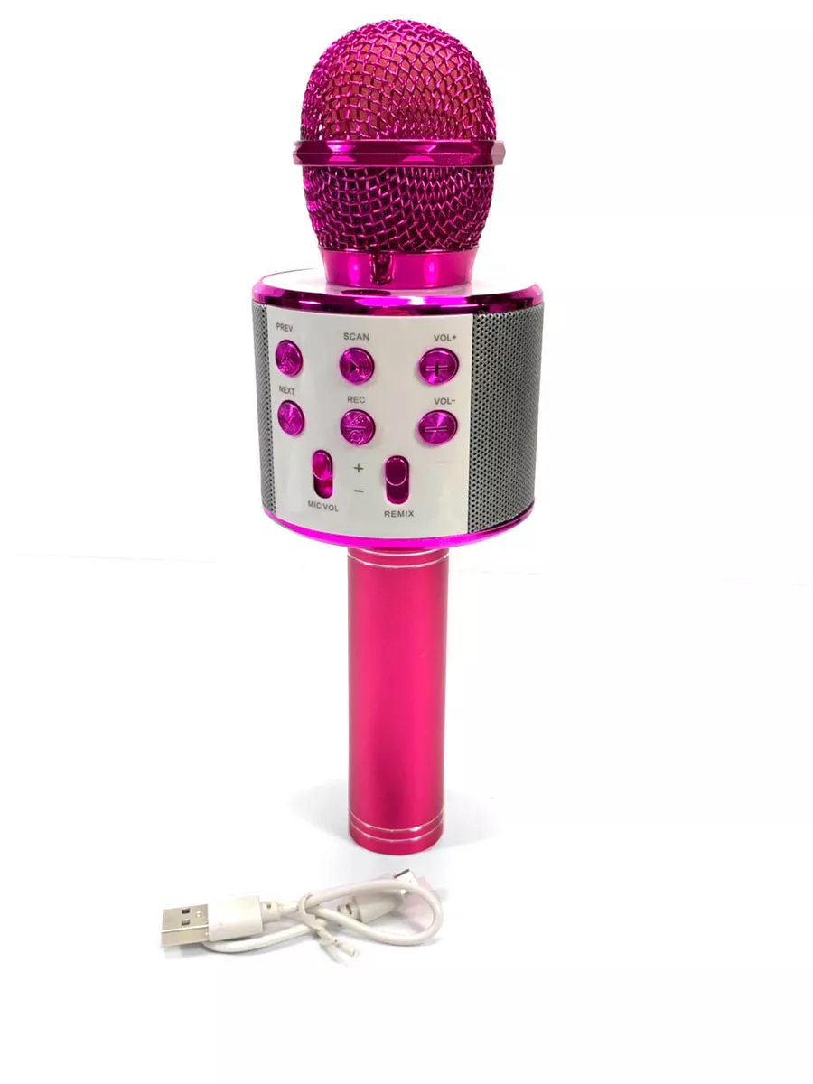 Wireless Bluetooth Karaoke Microphone Mic Speaker Fits All Smartphone Pink