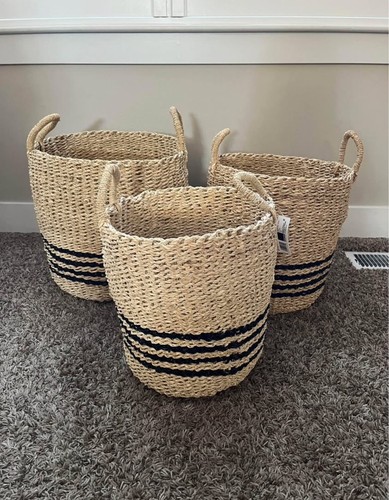 3 Design Ideas Scarborough Seagrass Baskets Small Medium And Large W/ Handles - Picture 2 of 6
