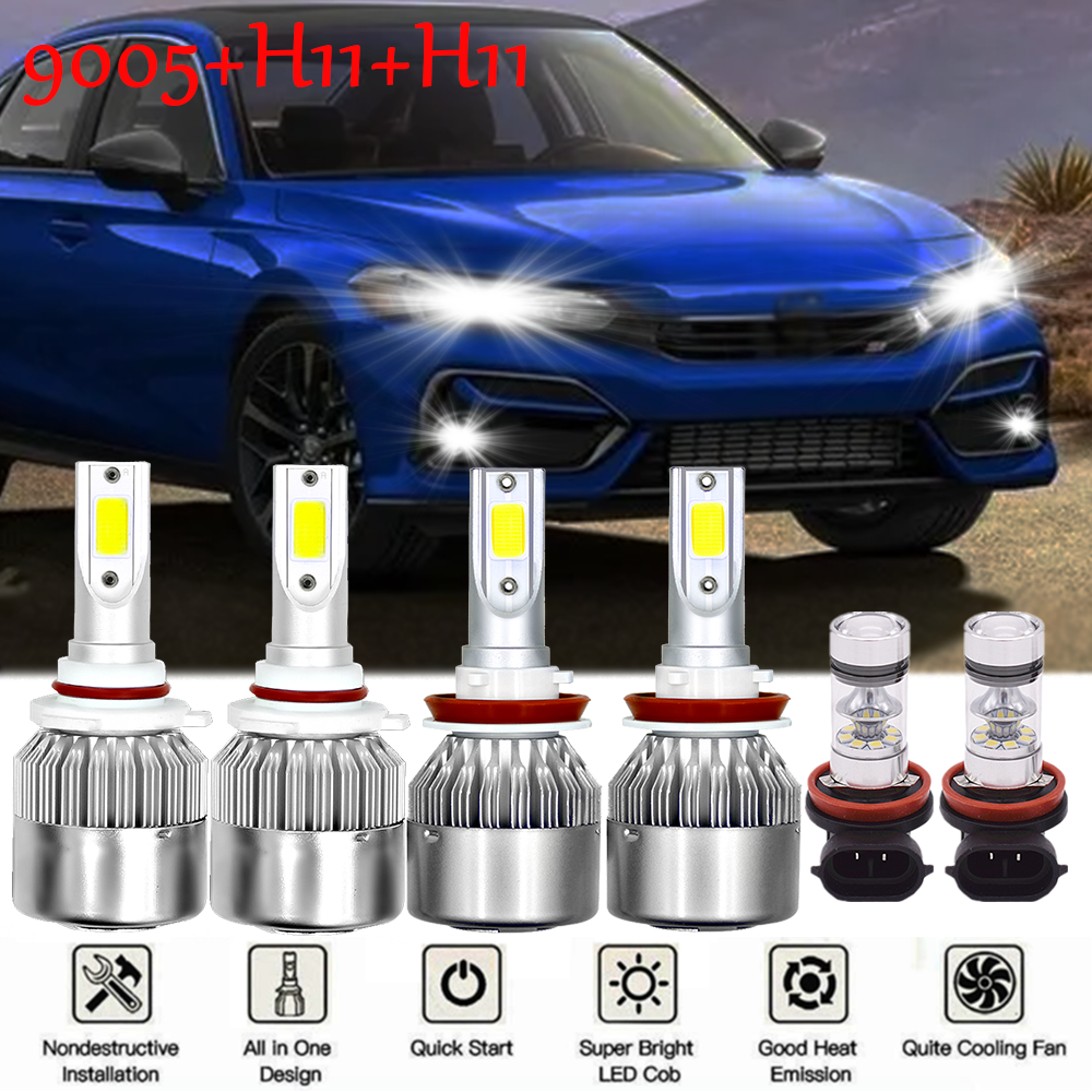 For Honda Civic 2016 2017 2018 - 2020 LED Headlight High/Low Fog Lights Bulbs