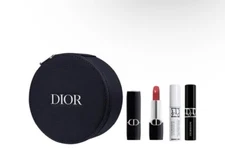 4 Pc Gift Set {DIOR} Black Vanity Makeup Case w/ Mirror + 2 Mascara + Lipstick
