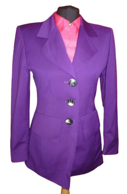Guy Laroche Damen Vintage Pure Wool Fitted Purple Jacket UK 10 EU 38