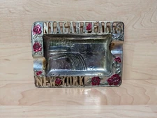 Vintage Niagra Falls Silver Rectangle Ashtray 60's 70's Japan New York