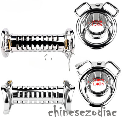 Stainless Steel Gay Chastity Cage 8 Rings 2 Invisible Lock for Couple