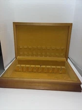 I.S. Roger Bros, Wood Flatware Storage Box Chest Holds Service For 12